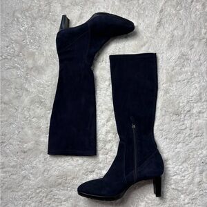 Aquatalia Navy Blue Heeled Suede Boots